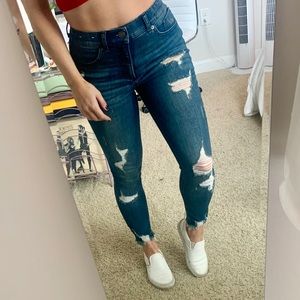 Express High Rise Ripped Jeans